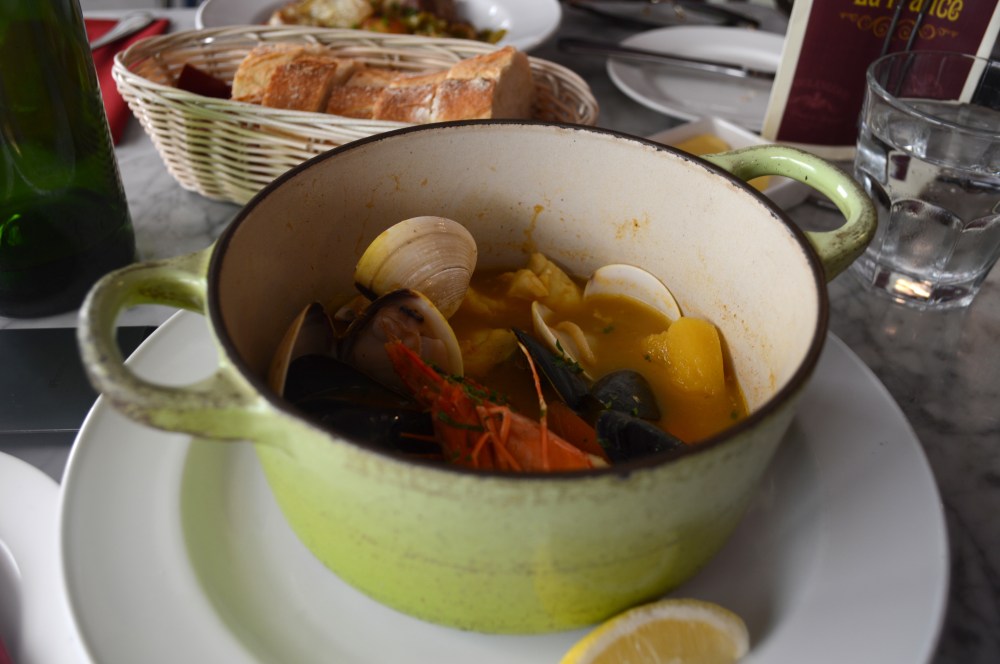 bouillabaise of fish, clams, mussels and prawns
